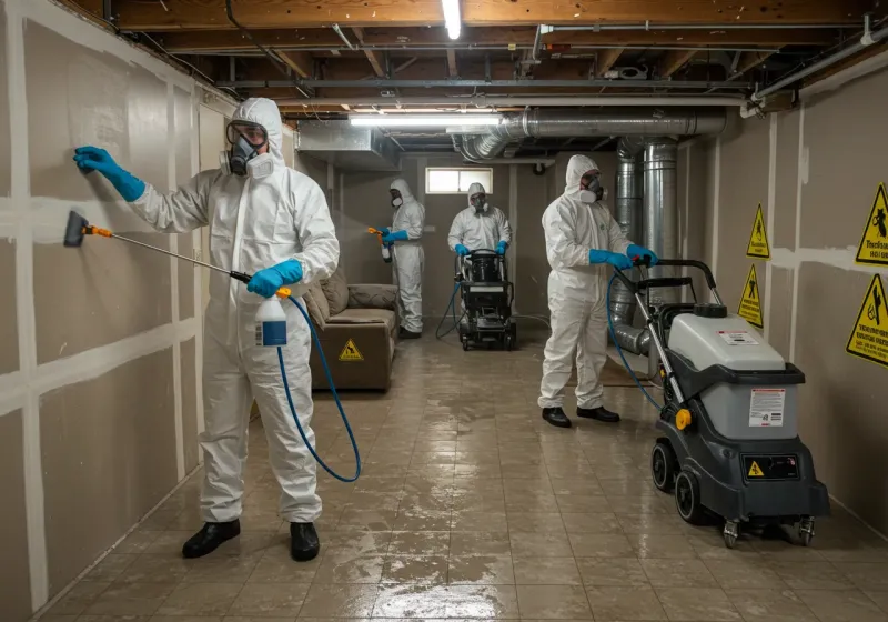 Basement Moisture Removal and Structural Drying process in Crockett, TX